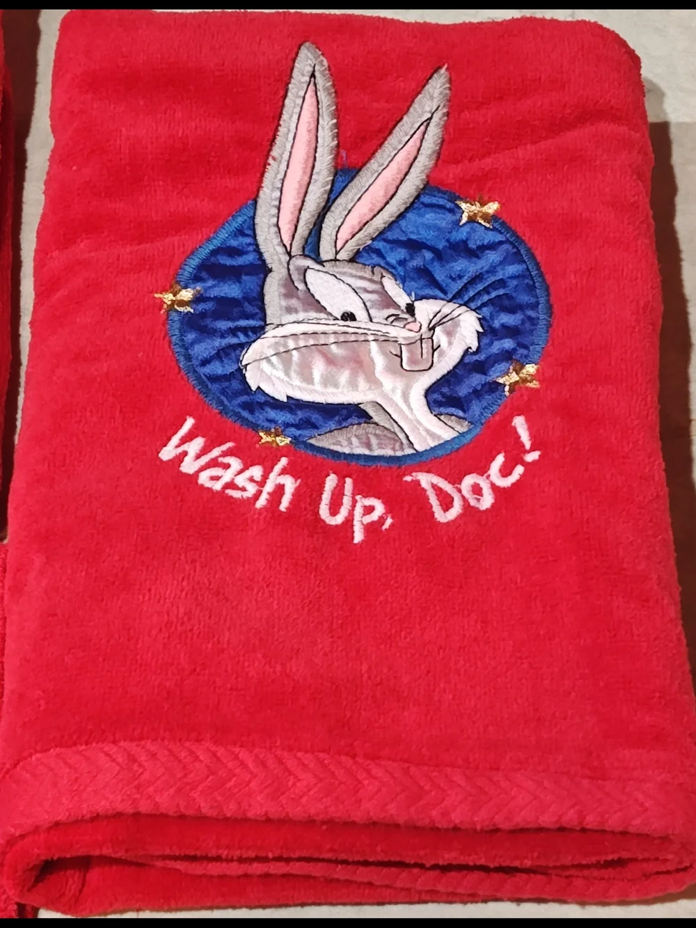 Vtg 1993  Looney Tunes Bugs Bunny Towel Set  Of 3  one hand towels, one wash tow